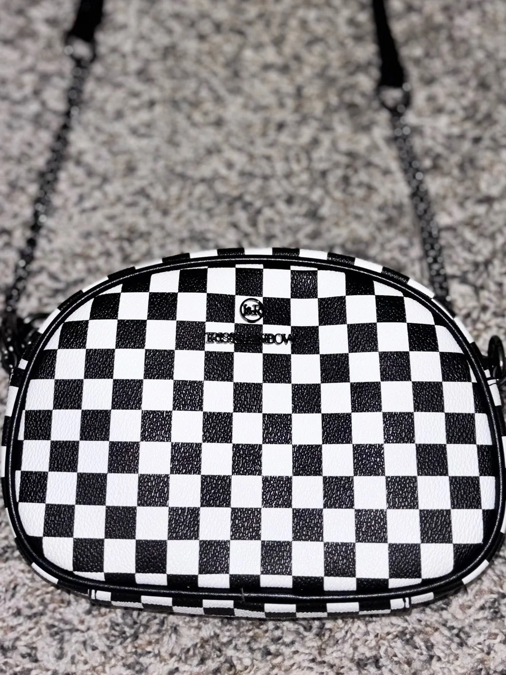 Iris&Rainbow Balck and white checkered print small crossbody clutch style